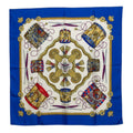 Hermes Carre 90 les Tambour Drum Scarf Large Blue Multicolor Silk