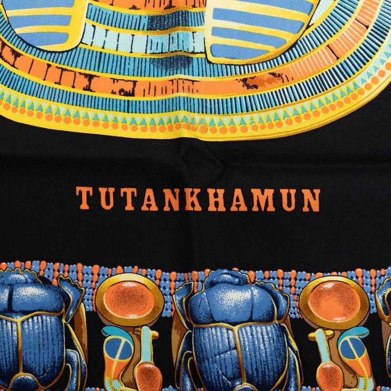 Hermes Carre 90 Tutankhamun Scarf Black Silk — view 4