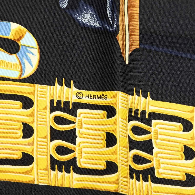 Hermes Carre 90 Tutankhamun Scarf Black Silk — view 6