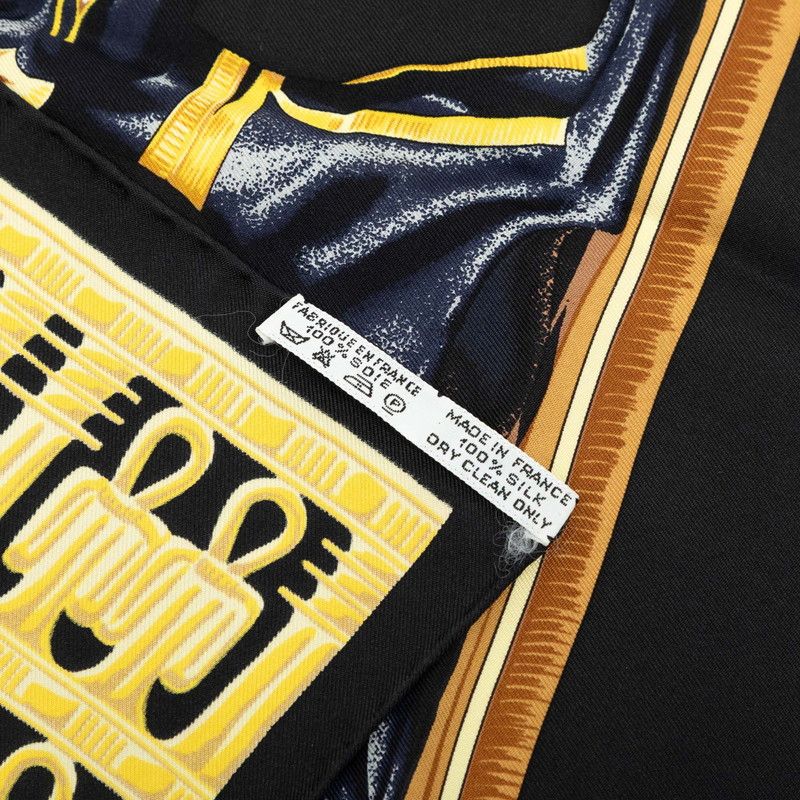 Hermes Carre 90 Tutankhamun Scarf Black Silk — view 7