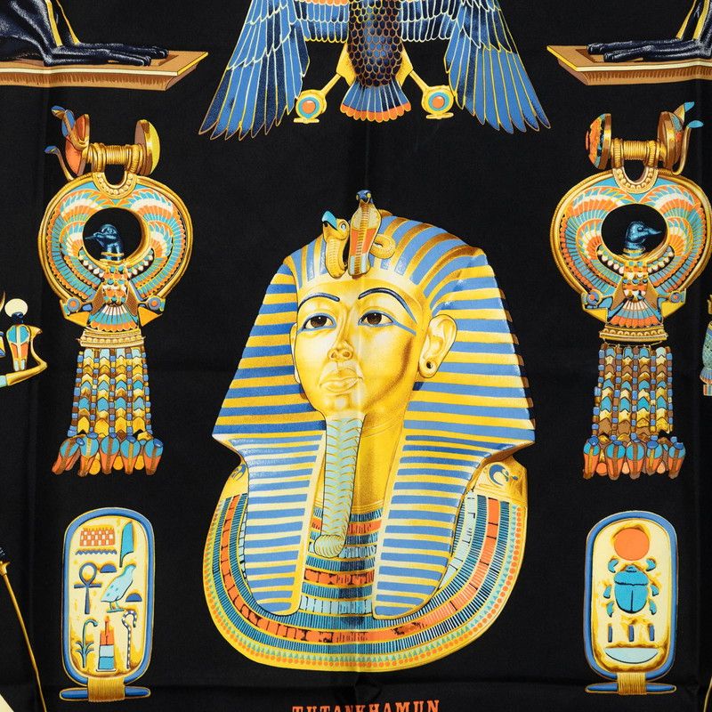 Hermes Carre 90 Tutankhamun Scarf Black Silk — view 2