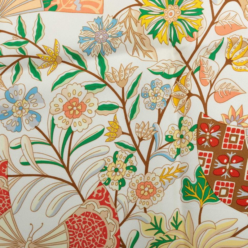 Hermes Carre 90 Flower Blooming Fabric Fleurs Et Papillons de Tissus Scarf — view 5