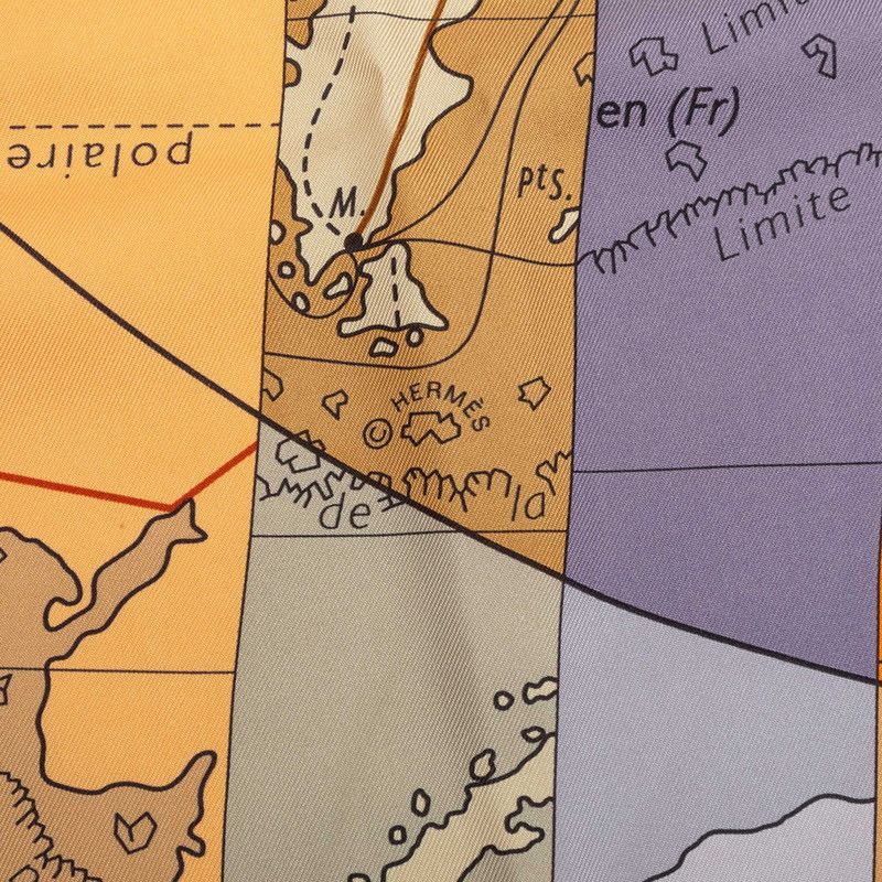 Hermes Carre 90 le Monde Est Vaste World Map Scarf Multicolor Silk — view 5