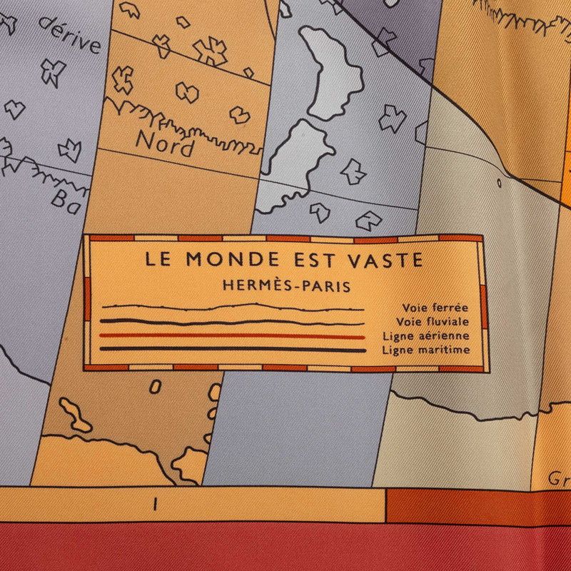 Hermes Carre 90 le Monde Est Vaste World Map Scarf Multicolor Silk — view 3