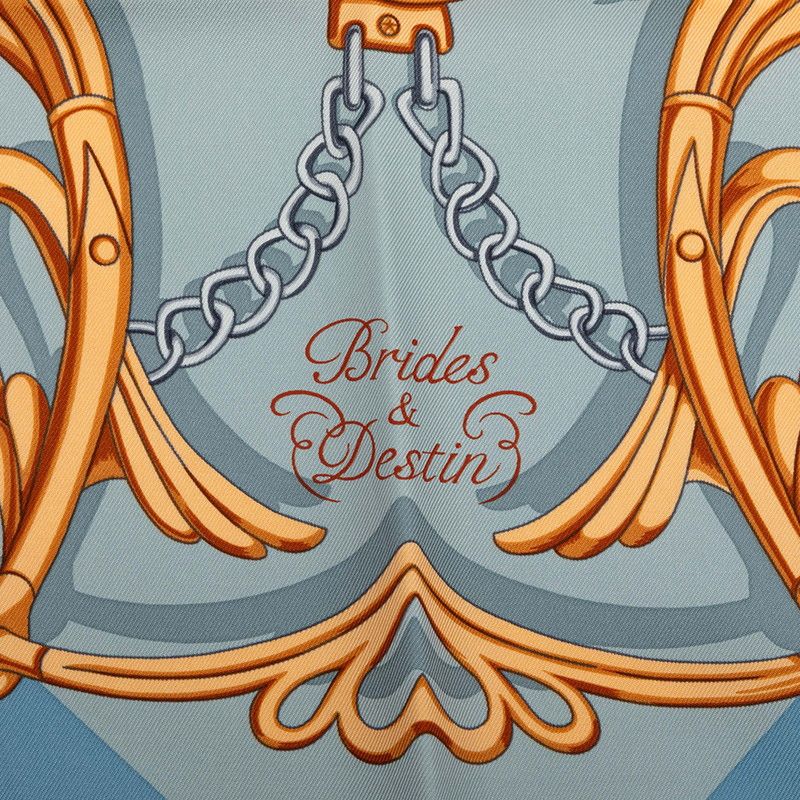 Hermes Carre 90 Brides Et Destin Scarf Large Blue Multicolor Silk — view 2