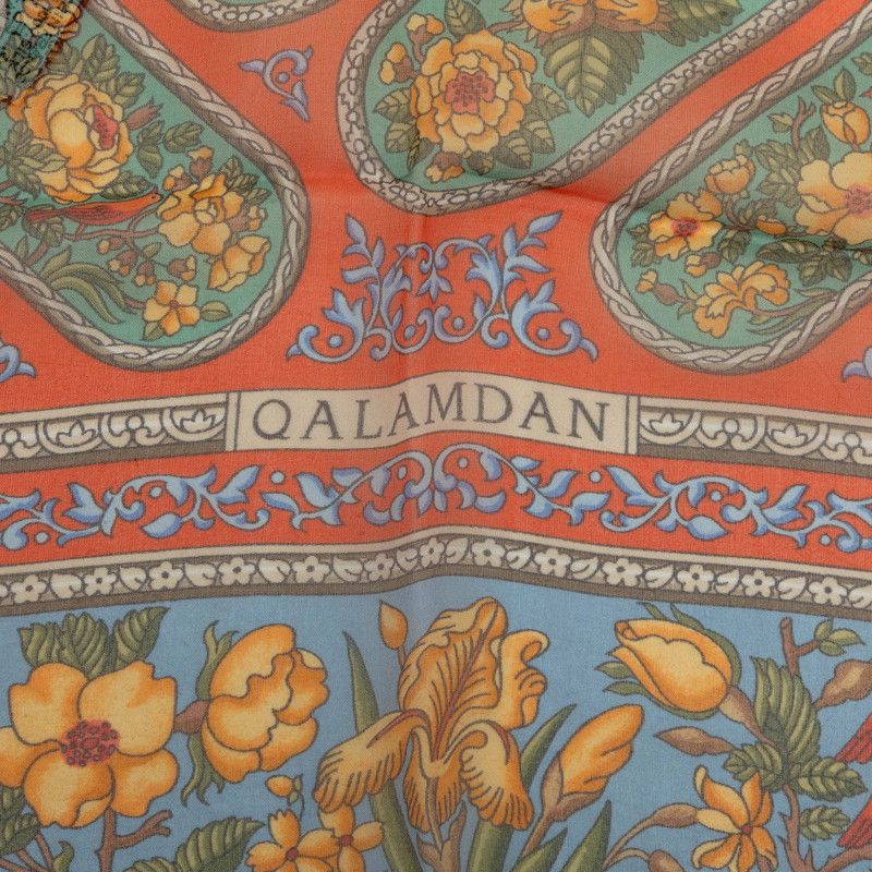 Hermes Carre 90 Silk Muslin Qalamdan Scarf Large Red Multicolor — view 3