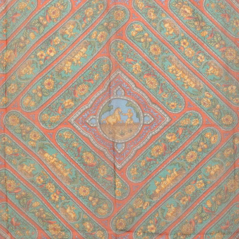Hermes Carre 90 Silk Muslin Qalamdan Scarf Large Red Multicolor — view 2