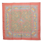 Hermes Carre 90 Silk Muslin Qalamdan Scarf Large Red Multicolor