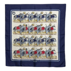Hermes Carre 90 Ecuries Stable Scarf Large Navy Multicolor Silk