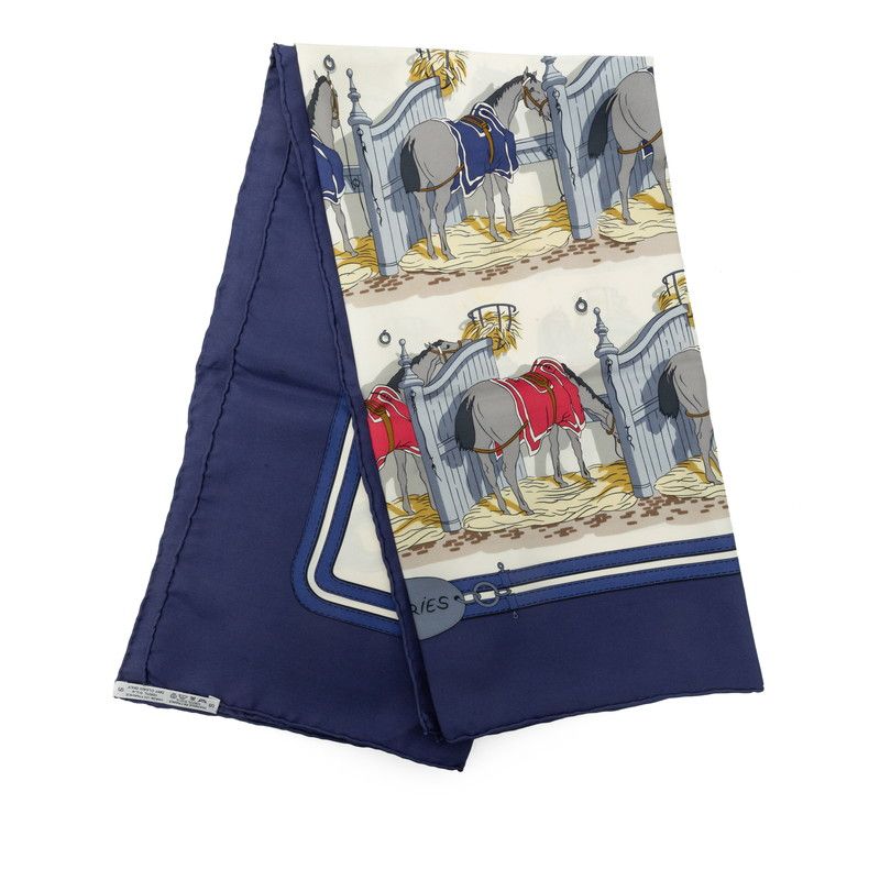 Hermes Carre 90 Ecuries Stable Scarf Large Navy Multicolor Silk — view 7