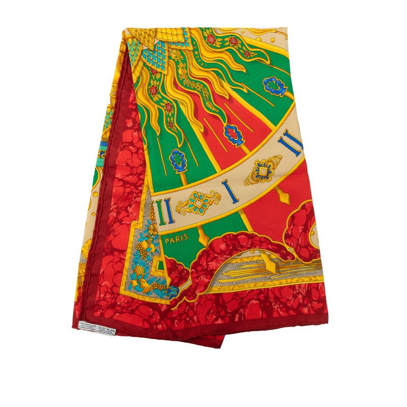 Hermes Carre 90 Carpe Diem Enjoy Your Day Scarf Large Format Red Multicolor Silk — view 6