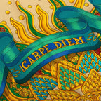 Hermes Carre 90 Carpe Diem Enjoy Your Day Scarf Large Format Red Multicolor Silk — view 3