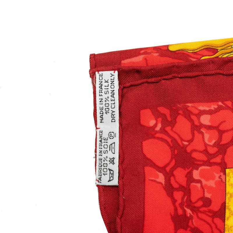 Hermes Carre 90 Carpe Diem Enjoy Your Day Scarf Large Format Red Multicolor Silk — view 8