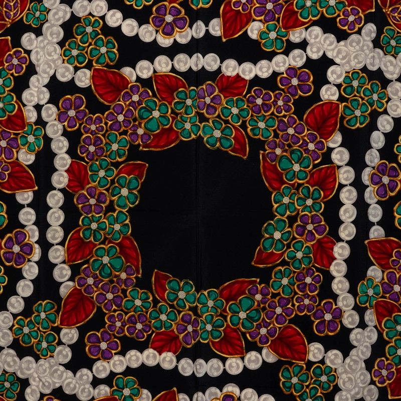 Chanel Pattern Scarf Large Black Multicolor Silk — view 2