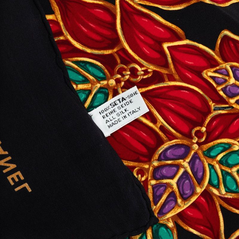 Chanel Pattern Scarf Large Black Multicolor Silk — view 7
