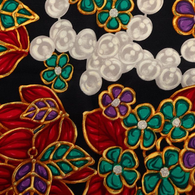 Chanel Pattern Scarf Large Black Multicolor Silk — view 4