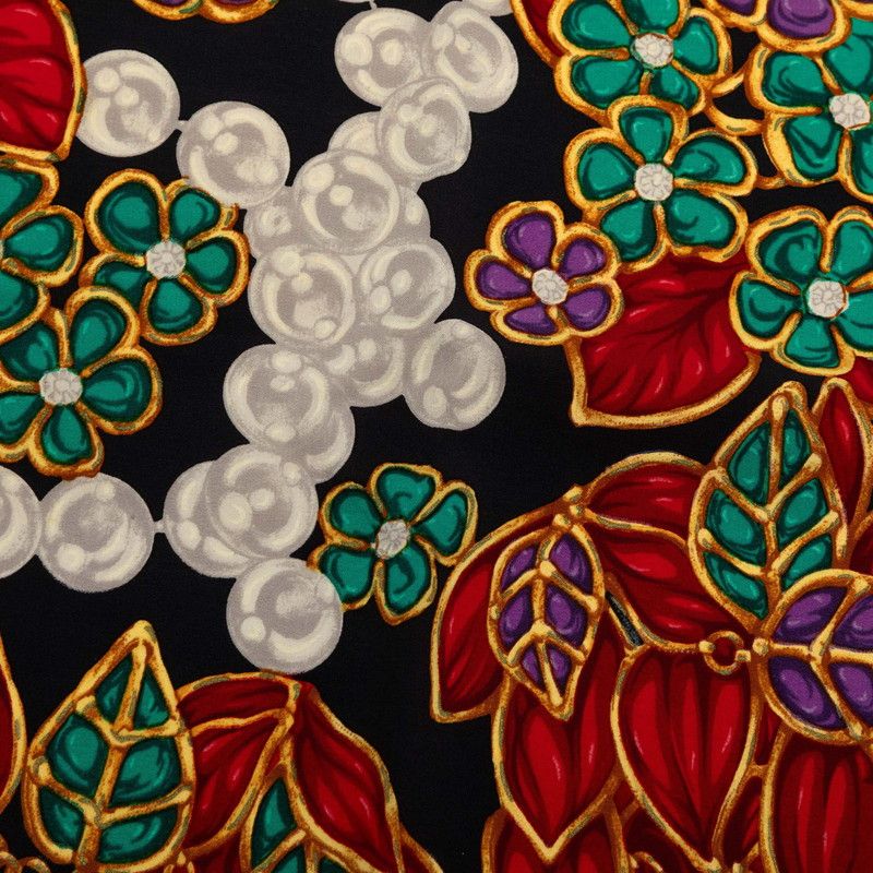 Chanel Pattern Scarf Large Black Multicolor Silk — view 3