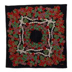 Chanel Pattern Scarf Large Black Multicolor Silk