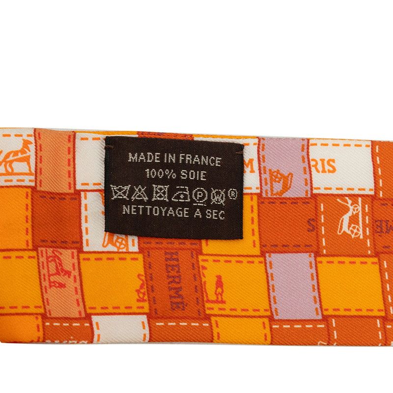 Hermes Twilly Bolduc AU Carre Scarf Orange Silk — view 4