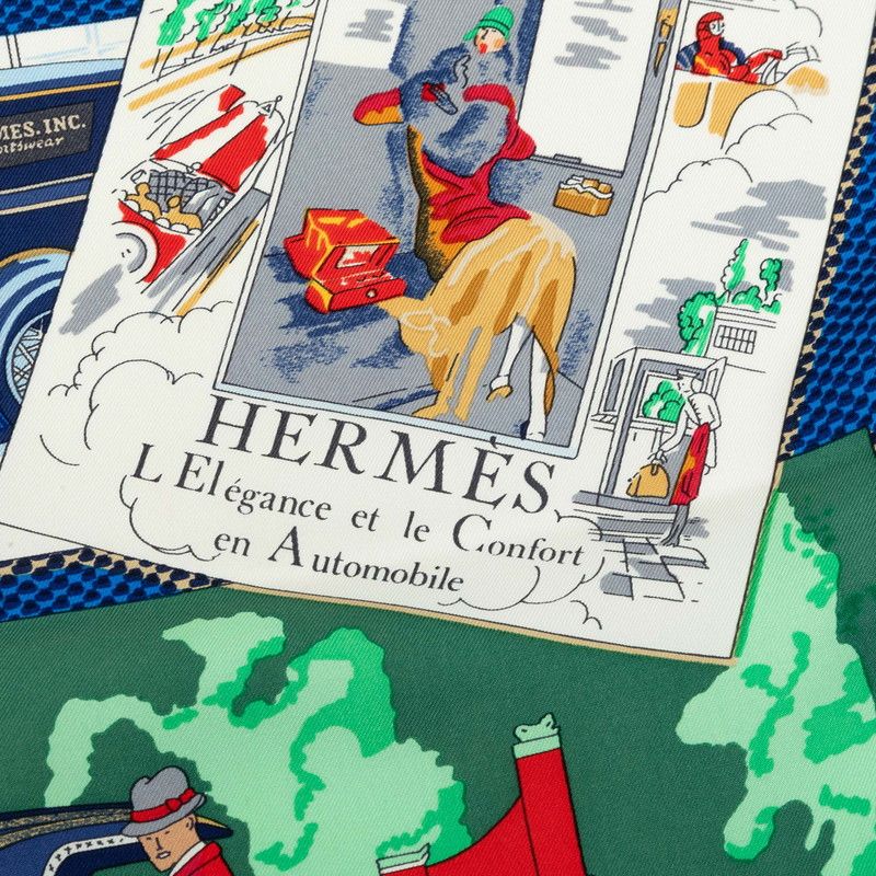 Hermes Carre 90 Confort en Automobile Car Comfort Scarf Large Navy Multicolor — view 2