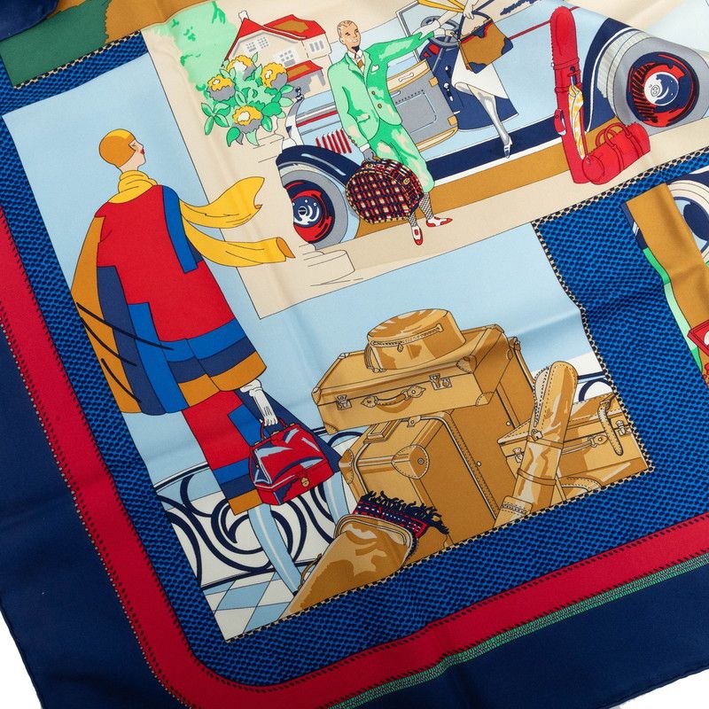 Hermes Carre 90 Confort en Automobile Car Comfort Scarf Large Navy Multicolor — view 3