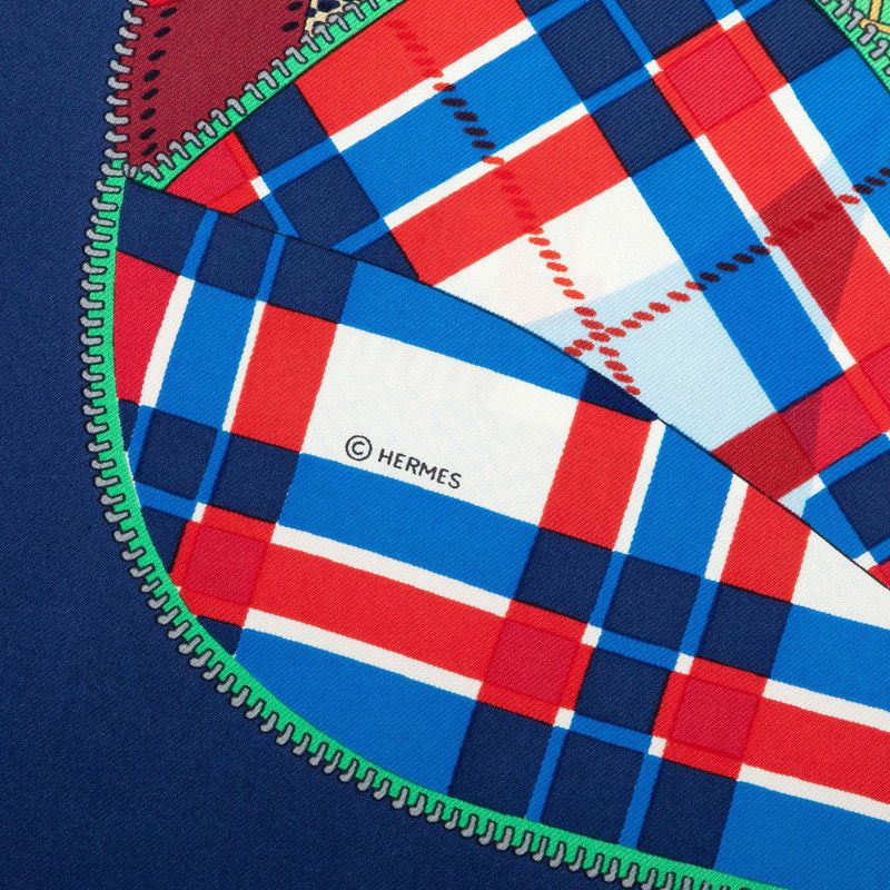 Hermes Carre 90 Confort en Automobile Car Comfort Scarf Large Navy Multicolor — view 7