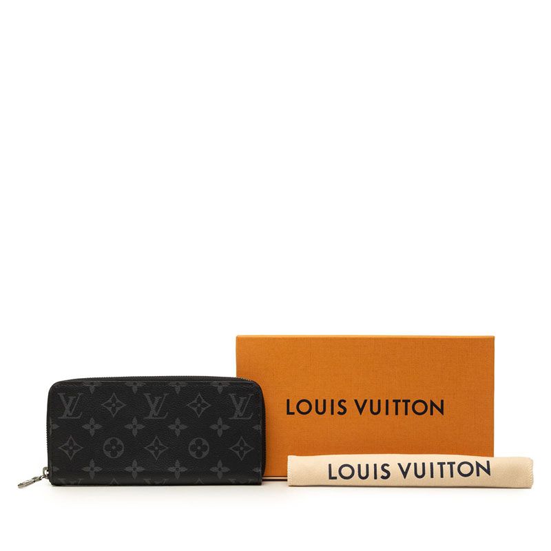 Louis Vuitton Monogram Eclipse Zippy Wallet Horizontal Zip Around Gray — view 6