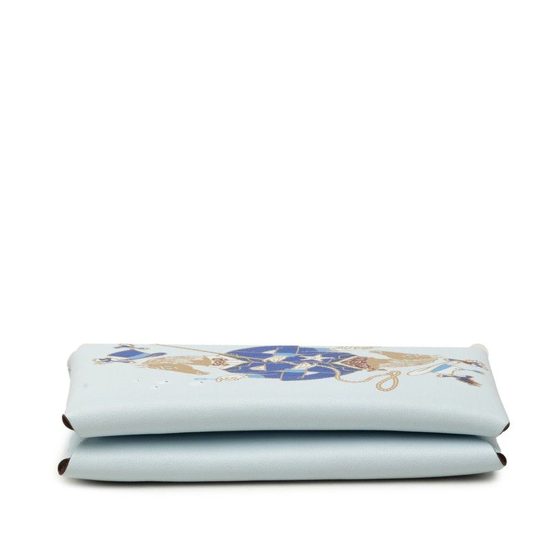 Hermes Calvi Ali Cyan Card Case Light Blue Veau Swift — view 3