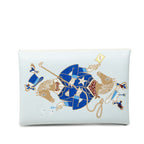 Hermes Calvi Ali Cyan Card Case Light Blue Veau Swift
