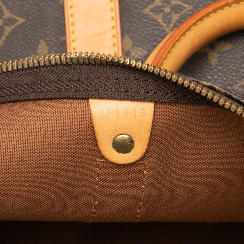 Louis Vuitton Monogram Keepall 60 Boston Bag Brown Leather — view 7
