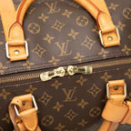 Louis Vuitton Monogram Keepall 60 Boston Bag Brown Leather — view 4