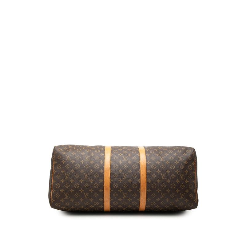 Louis Vuitton Monogram Keepall 60 Boston Bag Brown Leather — view 3