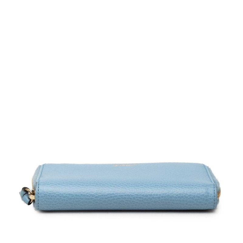 Gucci Swing Zip Around Bifold Wallet Blue Leather — view 3