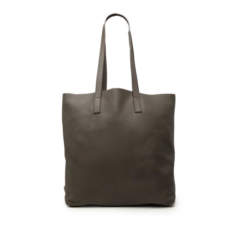 Prada Big Tote Shoulder Bag Charcoal Gray Leather