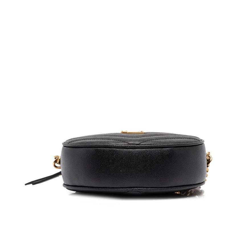 Saint Laurent YSL Logo Vinyl Crossbody Chain Shoulder Bag Black Leather — view 3