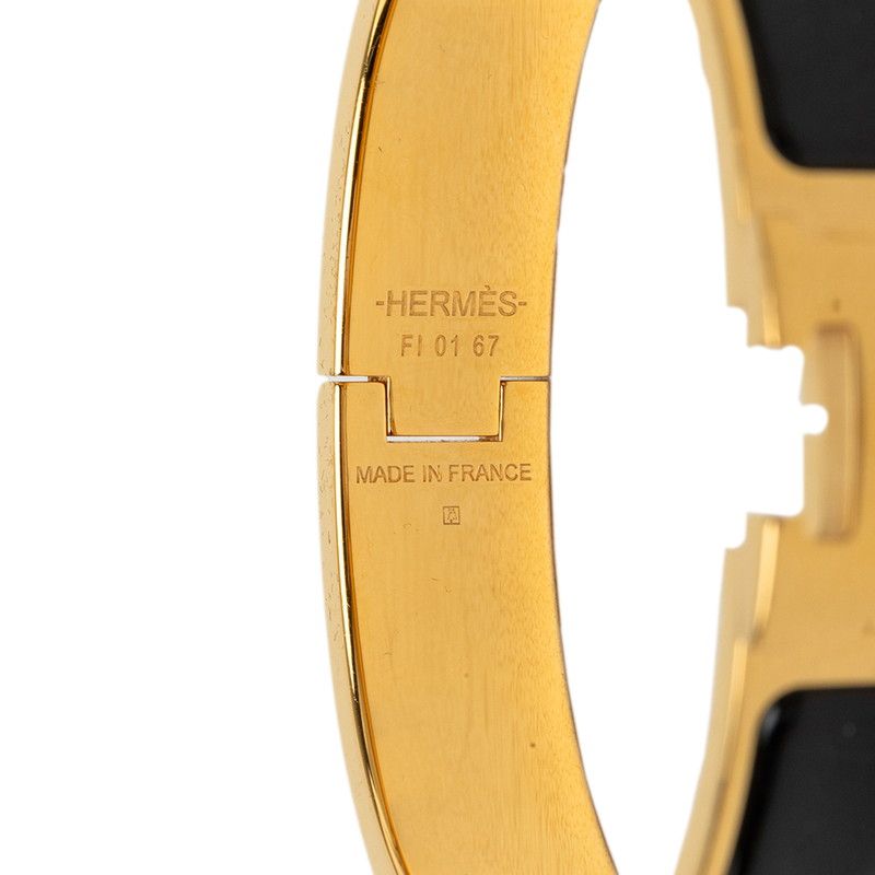 Hermes Clic H PM Enamel Bracelet Bangle Gold Black Plated — view 5