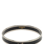 Hermes Enamel PM Caleche Bangle Silver Black Metal Bracelet — view 3