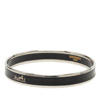 Hermes Enamel PM Caleche Bangle Silver Black Metal Bracelet — view 2