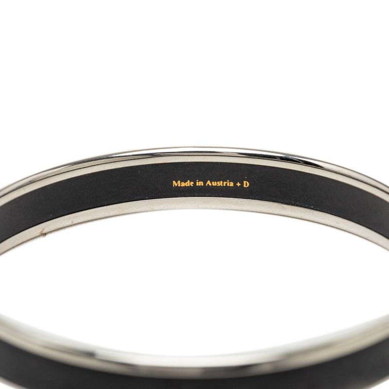 Hermes Enamel PM Caleche Bangle Silver Black Metal Bracelet — view 4