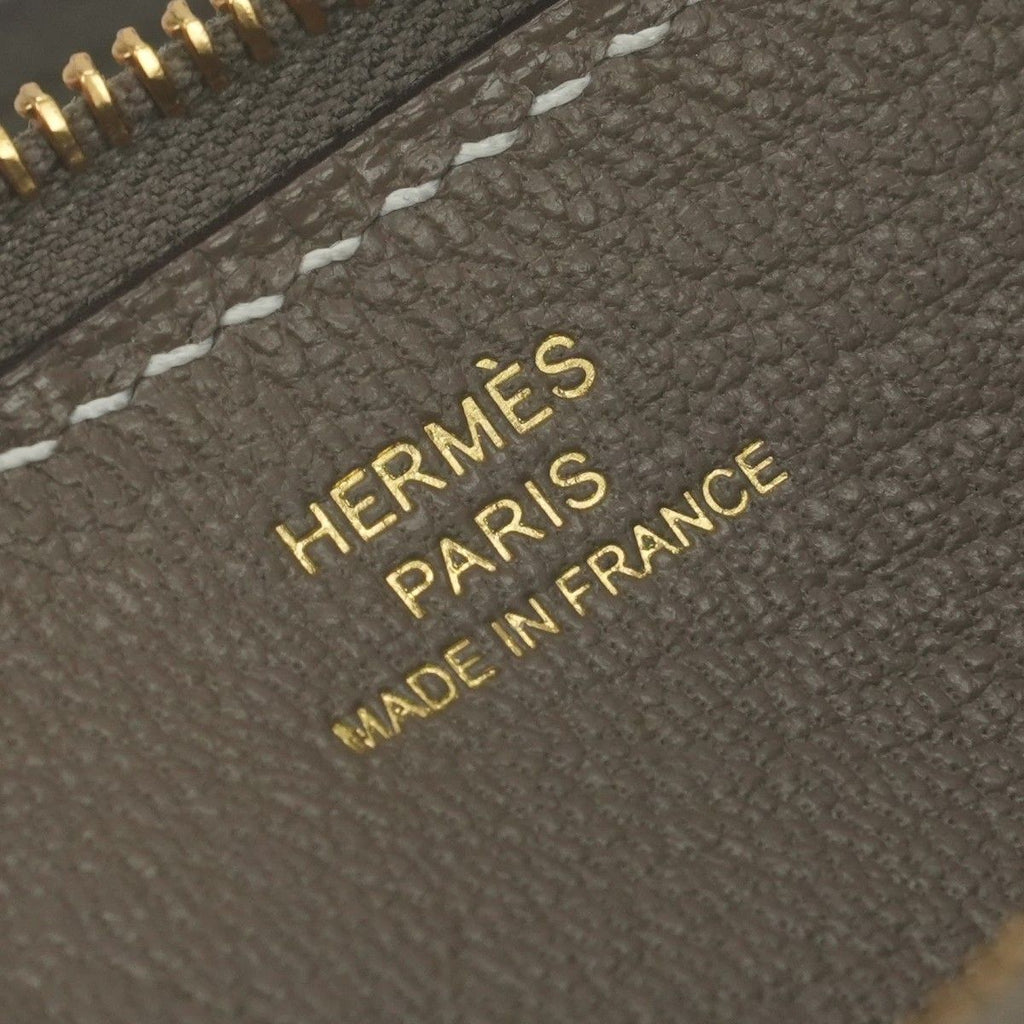 Hermes Zipengo to Go Shoulder Bag Evercolor Etoupe Gray Gold Pouch Clutch — view 8