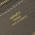Hermes Zipengo to Go Shoulder Bag Evercolor Etoupe Gray Gold Pouch Clutch — view 8
