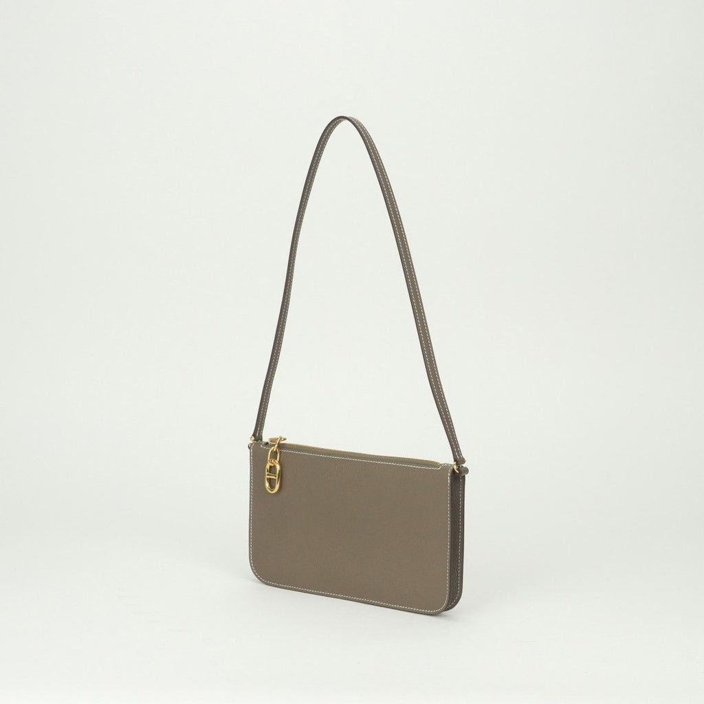 Hermes Zipengo to Go Shoulder Bag Evercolor Etoupe Gray Gold Pouch Clutch — view 2