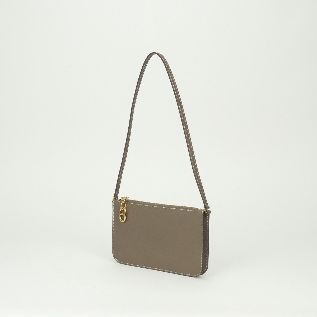 Hermes Zipengo to Go Shoulder Bag Evercolor Etoupe Gray Gold Pouch Clutch — view 2