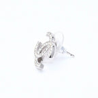 Chanel CC Logo Stud Earrings 10A Stamp Metal Rhinestone Silver — view 6