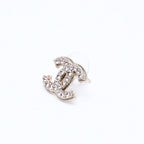 Chanel CC Logo Stud Earrings 08C Stamp Metal Rhinestone Gold Pink — view 3