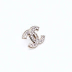 Chanel CC Logo Stud Earrings 08C Stamp Metal Rhinestone Gold Pink — view 4