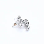 Chanel CC Logo Earrings 08A Stamp Metal Rhinestone Silver — view 5