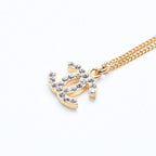 Chanel CC Logo Necklace 01A Stamp Metal Rhinestone 44.5 — view 3