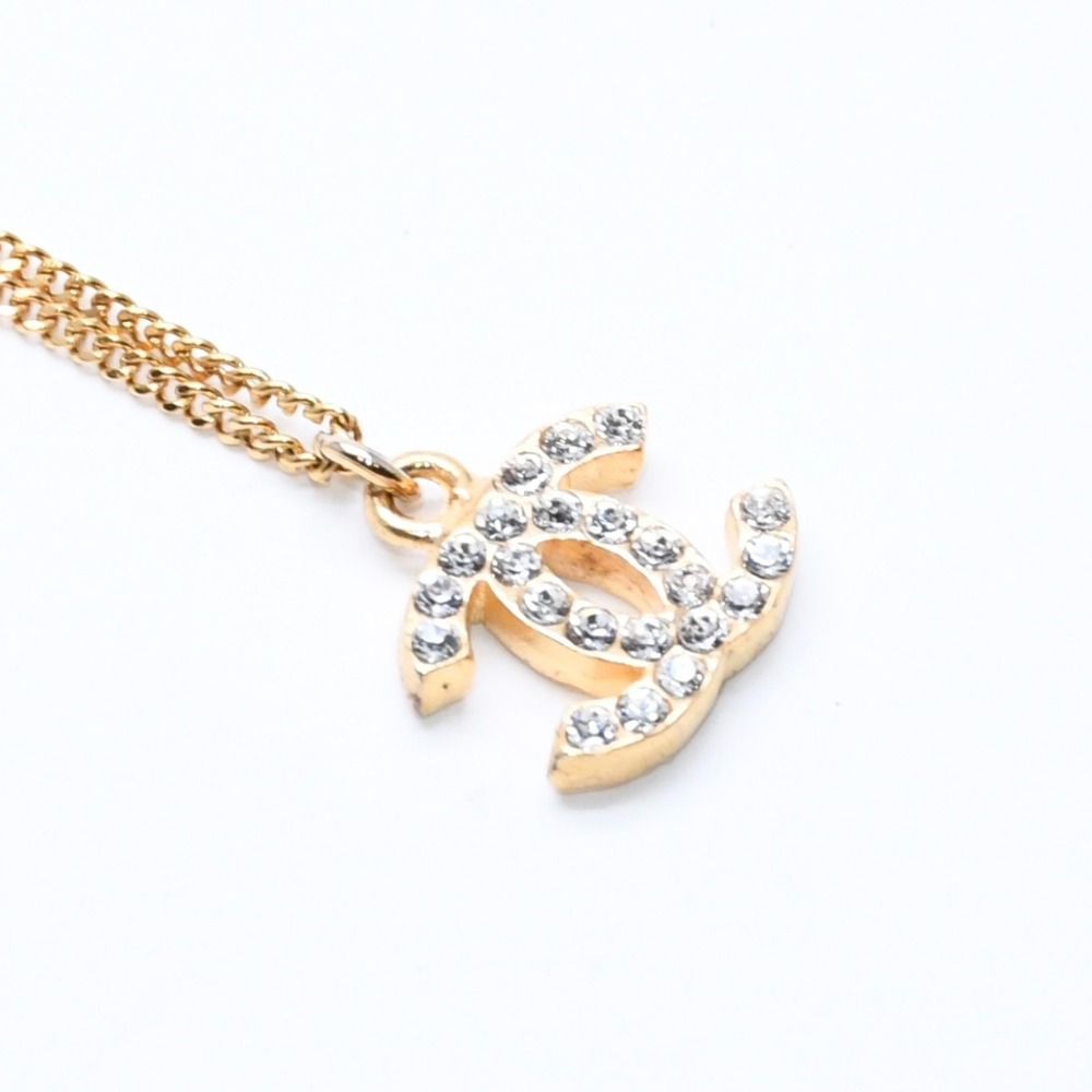 Chanel CC Logo Necklace 01A Stamp Metal Rhinestone 44.5 — view 4