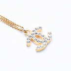 Chanel CC Logo Necklace 01A Stamp Metal Rhinestone 44.5 — view 4